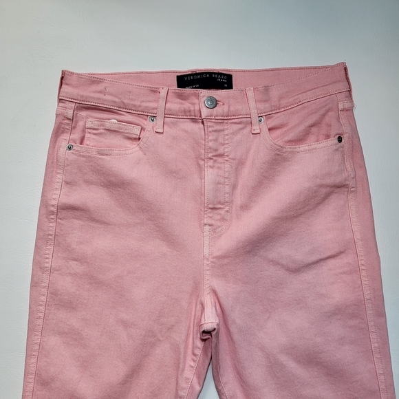 Veronica Beard Jeans Carson Ankle Flare High Rise Peony Pink Women's Size 31 NWT - Picture 5 of 9
